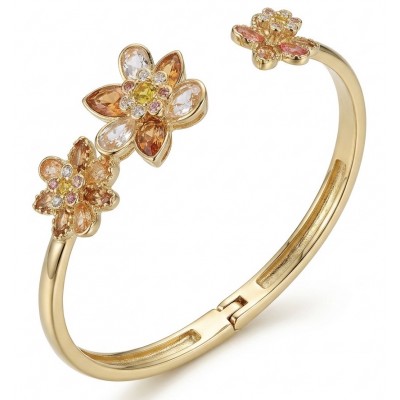 12.2 carat Blooming Garden Natural multicolot Topaz 14k Gold over .925 Sterling Silver handcrafted Statement Bracelet