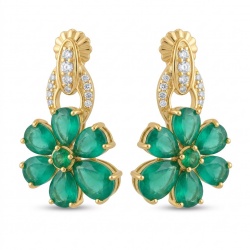 Emily - Authentic 7.5 CARAT Colombian Emerald 18K Gold over .925 Sterling Silver handcrafted earrings