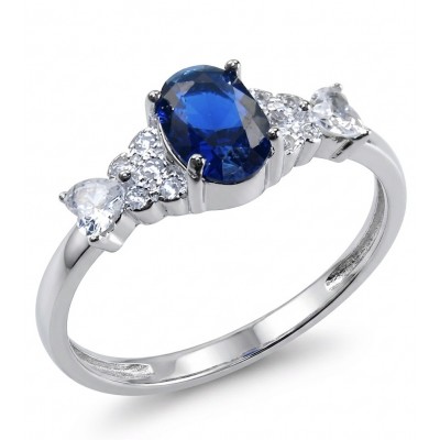 Stella emerald cut 1.5 carat Sapphire .925 Sterling Silver handmade Statement ring size 8