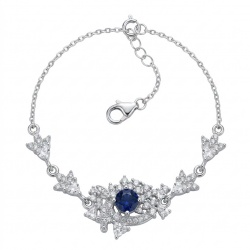 Vintage style - Giovanna - oval pear cut 6.8 carat Sapphire .925 Sterling Silver handcrafted Statement Bracelet