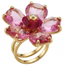 Cherry Blossom 27.5 carat Pink Amethyst 14K Gold over .925 Silver handcrafted Cocktail Ring s. 7