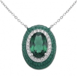 Art Deco - Royalty 10.2 carat Emerald .925 Sterling Silver .925 Sterling Silver Statement Necklace