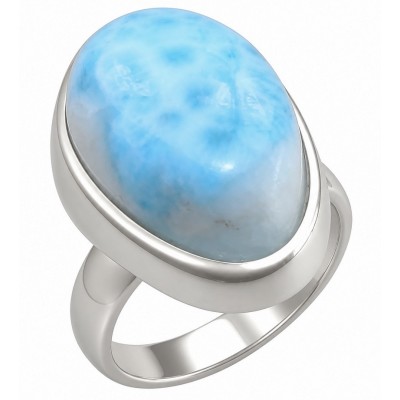 Blue Perfection 22.9 carat natural Larimar .925 Sterling Silver handmade Large ring size 7 adjustable