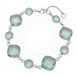 Tutti Frutti 17.5 CARAT Green Amethyst .925 Sterling Silver brilliantly handcrafted Bracelet