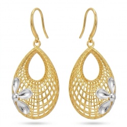 Dubai Style - Silver Flowers - .925 Sterling Silver dipped in 22K Gold handmade Large Earrings