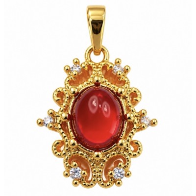 Art deco - Natural 2.1 carat Mozambique Ruby .925 Sterling Silver Handcrafted Pendant