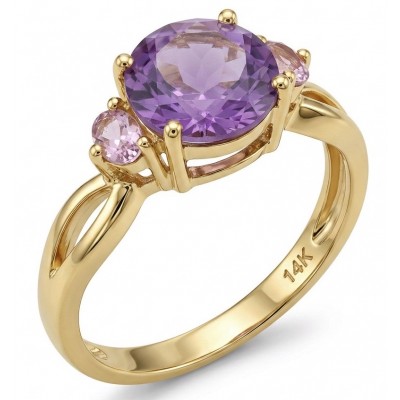 3.8 carat Amethyst 18K Gold over .925 Sterling Silver Handcrafted Ring size 8