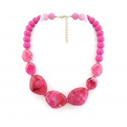 Rare and Unusual Hot Pink Botswana Agate golden NECKLACE