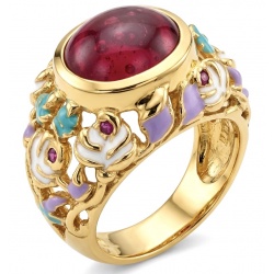 Giovanna 5.6 carat Kashmir Ruby .925 Sterling Silver dipped in 22K Gold handmade Statement Ring size 7