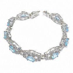 Oceansite - Magnificent 42.5 carat Swiss Blue Topaz .925 Sterling Silver handcrafted Heavy Bracelet