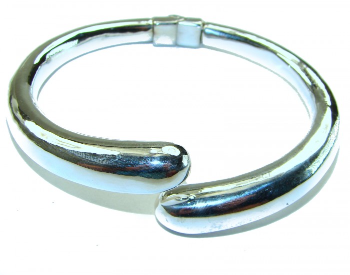 Fancy .925 Sterling Silver handcrafted Statement Italy made Bracelet / Cuff - Sterling silver bracelet, side view, handcrafted in Italy.