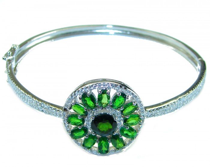 Precious Natural Chrome Diopside .925 Sterling Silver Bangle bracelet - photo 3