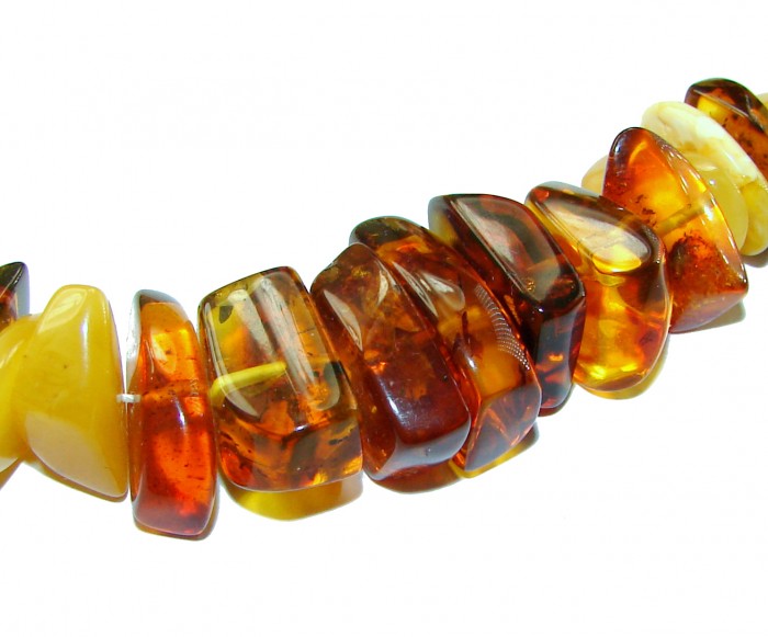 Dazzling vintage natural Baltic Amber butterscotch .925 Sterling Silver handcrafted Large necklace - photo 1
