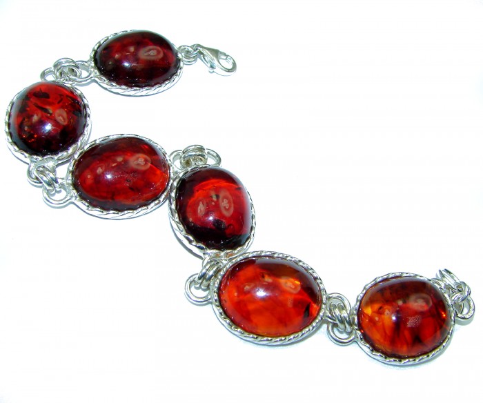 Cognac Color Beautiful Amber .925 Sterling Silver handcrafted Bracelet - photo 1