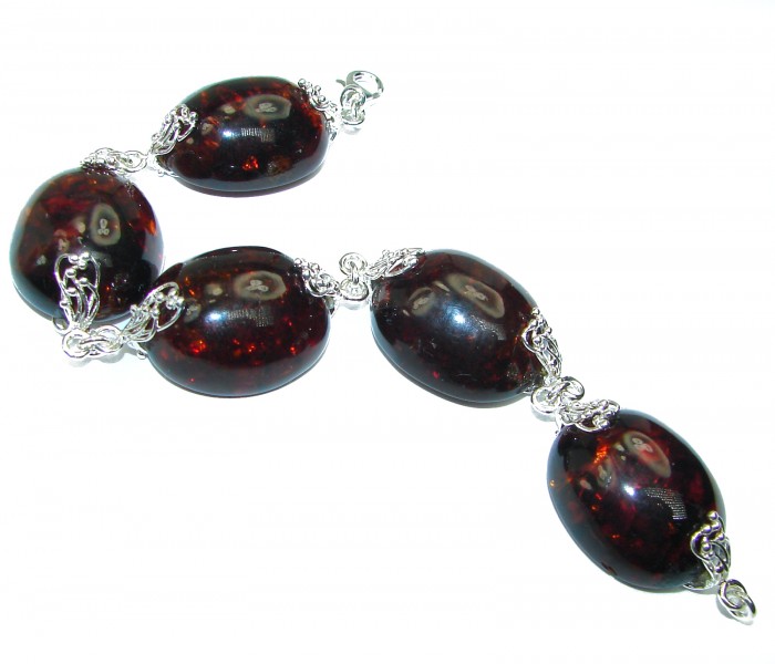 Cognac Color Beautiful Amber .925 Sterling Silver handcrafted Bracelet - photo 1