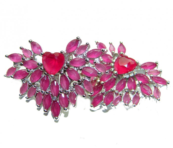 Angel's Heart 12.5 carat Ruby .925 Sterling Silver handmade earrings - photo 3
