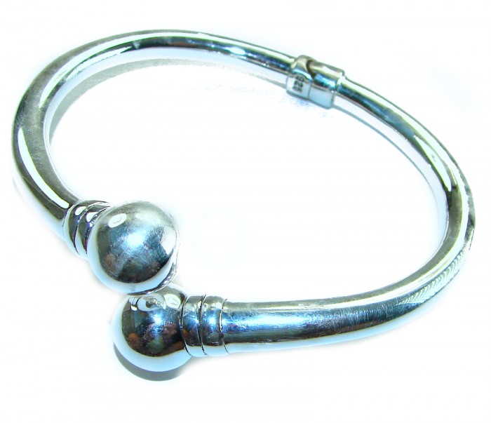 Italy made Bracelet in best quality highly polished .925 Sterling Silver - Silver bracelet with ball ends, side view, highly polished .925 sterling.
