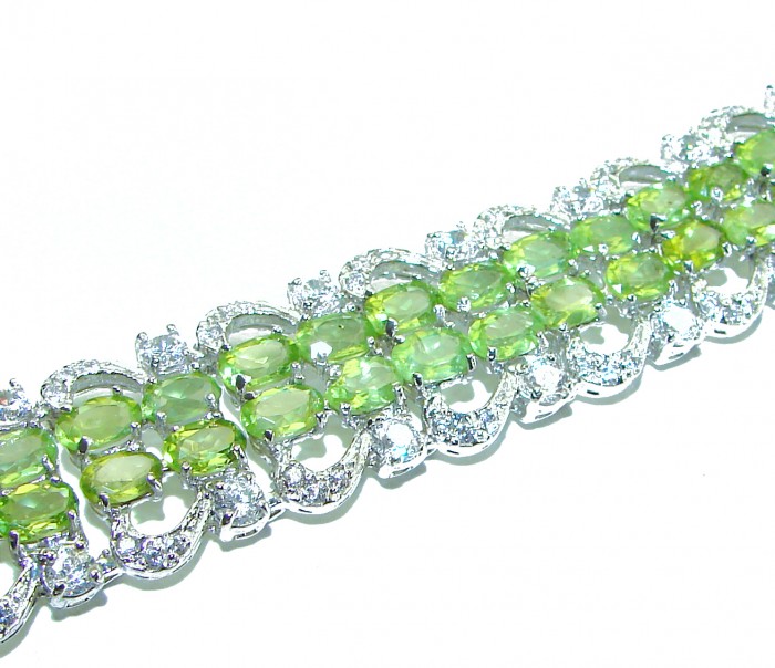 Melissa - Masterpiece 61.2 carat genuine Peridot .925 Sterling Silver handmade Statement Bracelet - photo 1