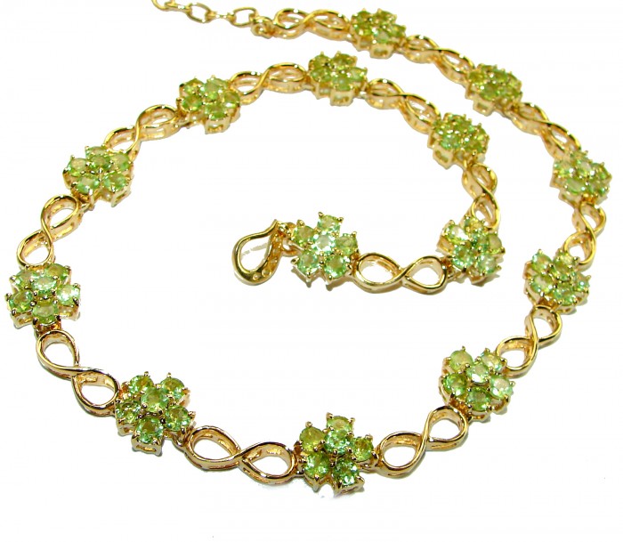 Alessia authentic Peridot 14K Gold over .925 Sterling Silver handmade Statement necklace - photo 2