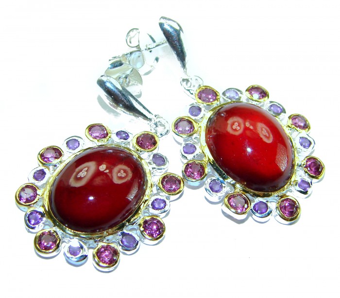 Happy moments Authentic 10.5ct Garnet .925 Sterling Silver handmade earrings - photo 3