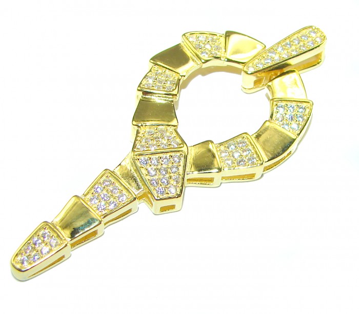 Cleopatra - The Egyptian Cobra White Sapphire 18K Gold over .925 Sterling Silver Pendant - photo 3