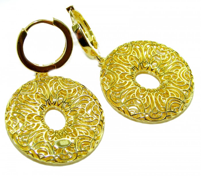 Black Label Collection - Dubai Style - Natural 22K Gold over .925 Sterling Silver handmade earrings - photo 2