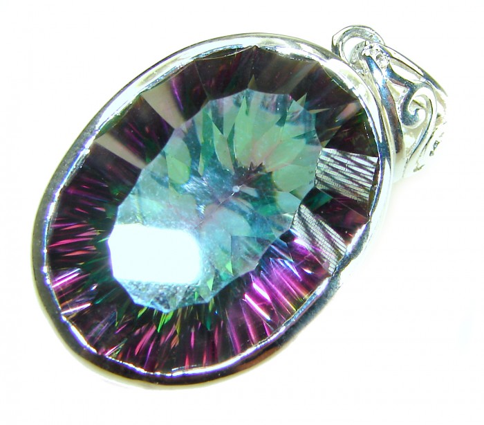 26.5 carat oval cut Mystic Topaz .925 Sterling Silver handcrafted Pendant - photo 3