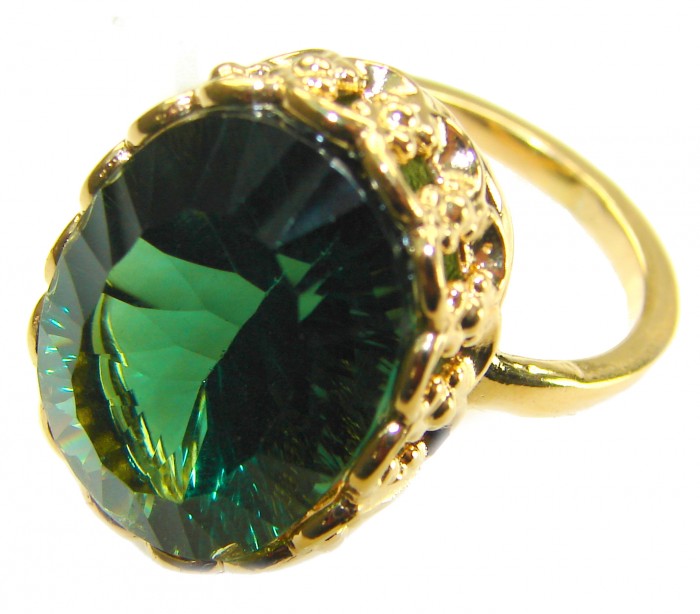 Timless Beauty 22.5 carat Helenite 14K Gold over .925 Sterling Silver handmade Ring s. 8 - photo 2