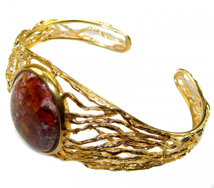 Authentic Mexican Opal handmade 14K Gold over .925 Sterling Silver Bracelet / Cuff - photo 1