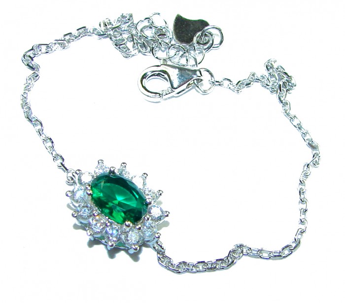 Natural Chrome Diopside .925 Sterling Silver handcrafted Bracelet - photo 2