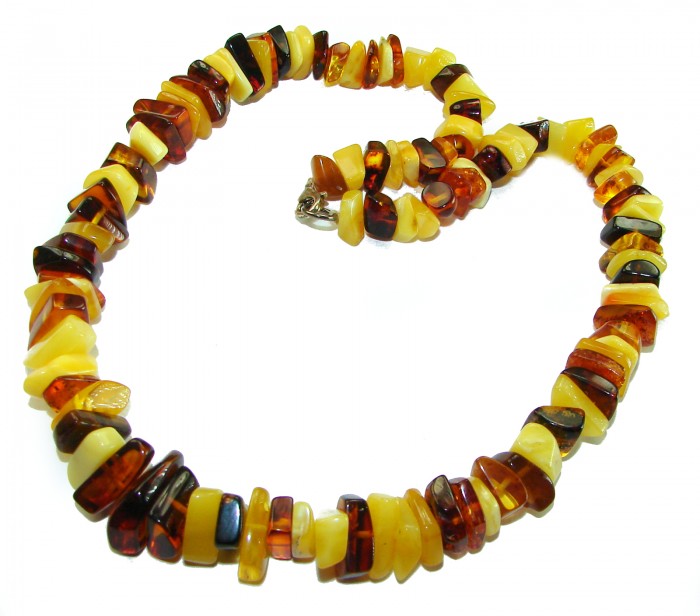 Dazzling vintage natural Baltic Amber butterscotch .925 Sterling Silver handcrafted Large necklace - photo 3