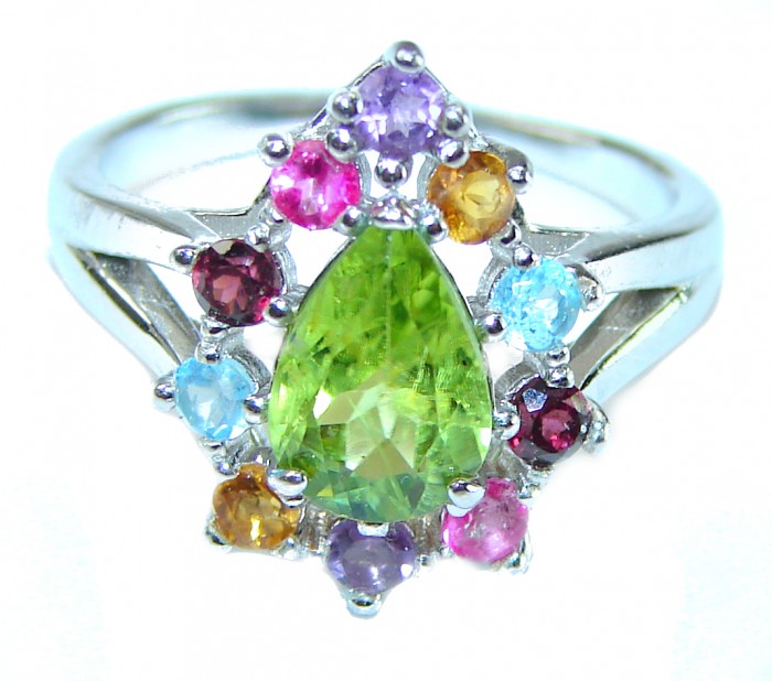 Marigolds authentic Peridot .925 Sterling Silver handcrafted Statement Ring size 6 1/4 - photo 1