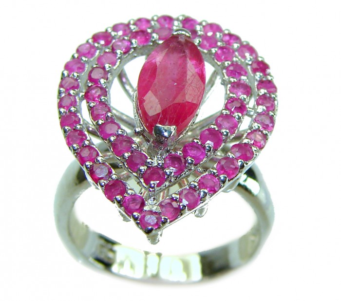 Eternity - Authentic 11.3 carat Ruby .925 Silver handcrafted Eternity Ring s. 7 1/4 - photo 2