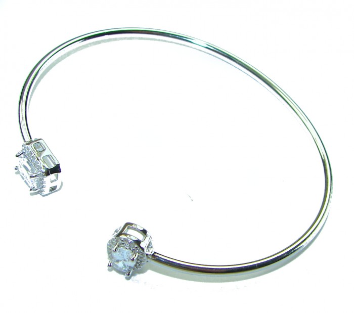 Precious 3.8 carat Natural White Topaz .925 Sterling Silver Bangle bracelet - photo 2