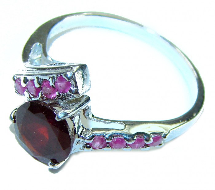 Rose Garden 2.5 carat Authentic Garnet .925 Sterling Silver handcrafted Ring size 6 1/4 - photo 1