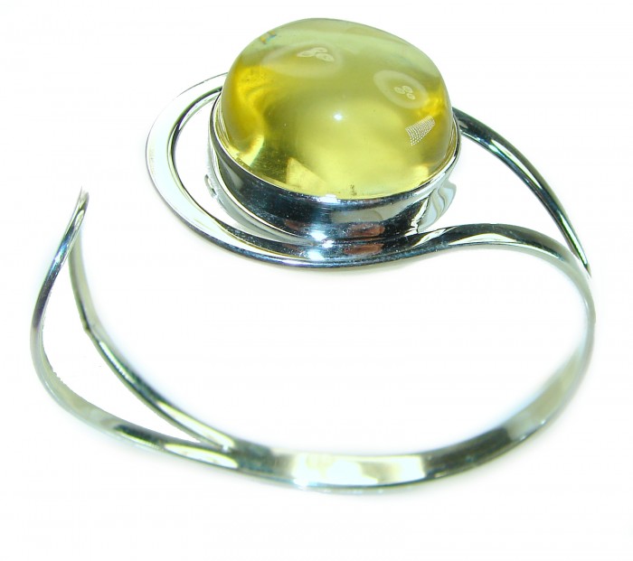 Modern Design Genuine 22.2 carat Baltic Amber .925 Sterling Silver handcrafted Bracelet / Cuff - photo 2