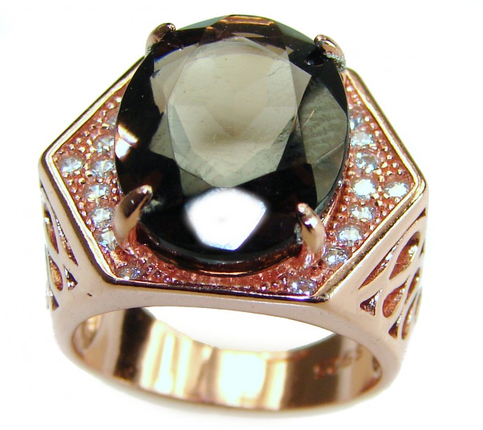 Liliana 8.5 carat Champagne Smoky Topaz 14 k Rose Gold over .925 Sterling Silver Oversized Ring size 6 - photo 3
