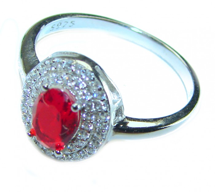 Gabriella oval cut 1.8 carat Ruby .925 Sterling Silver handcrafted Cocktail Ring s. 7 1/2 - photo 4