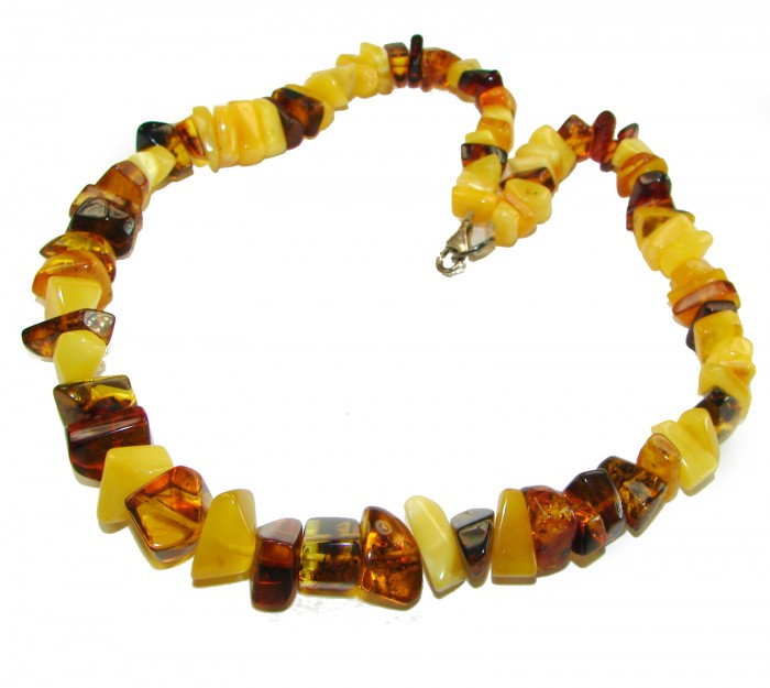 Dazzling vintage natural Baltic Amber butterscotch .925 Sterling Silver handcrafted Large necklace - photo 3