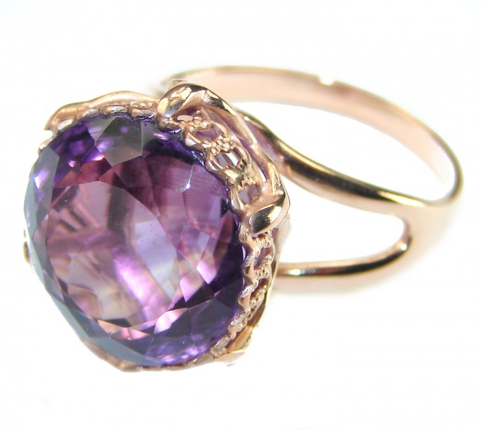 Purple Amethyst 14K Rose Gold over .925 Sterling Silver Handcrafted Ring size 9 1/4 - photo 1