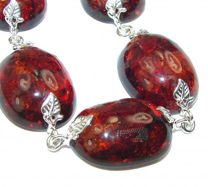 Cognac Color Beautiful Amber .925 Sterling Silver handcrafted Bracelet - photo 2
