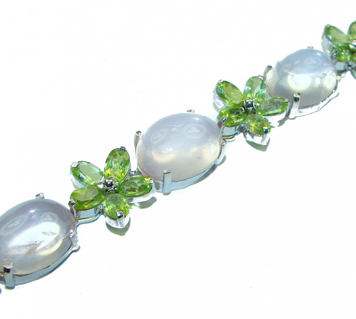 Alessia Natural Rose Quartz Peridot .925 Sterling Silver handmade Bracelet - photo 1