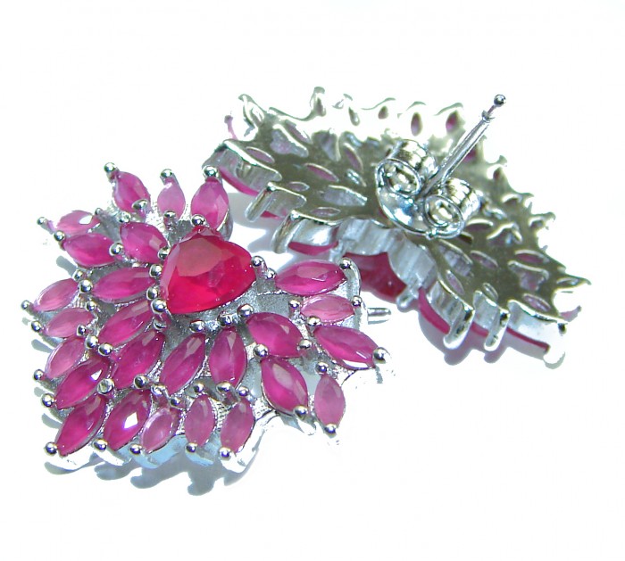 Angel's Heart 12.5 carat Ruby .925 Sterling Silver handmade earrings - photo 1