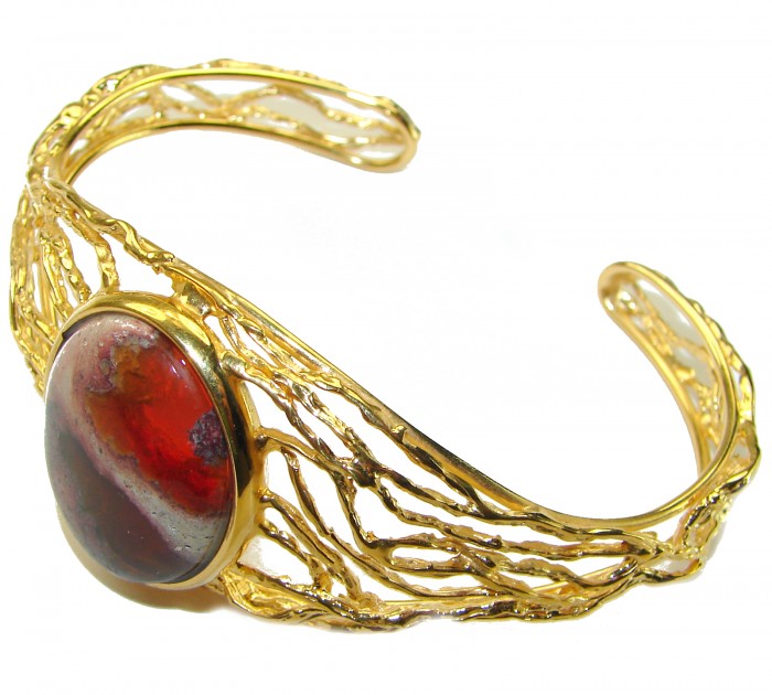 Authentic Mexican Opal handmade 14K Gold over .925 Sterling Silver Bracelet / Cuff - photo 1