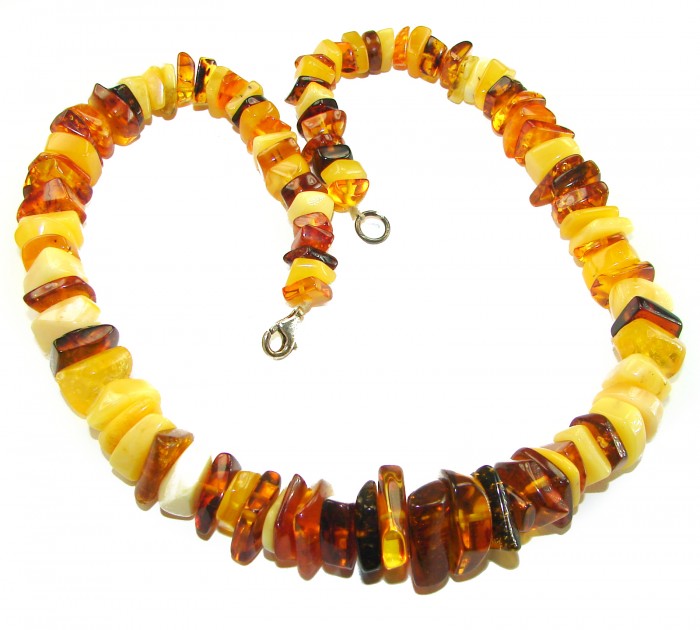Dazzling vintage natural Baltic Amber butterscotch .925 Sterling Silver handcrafted Large necklace - photo 2