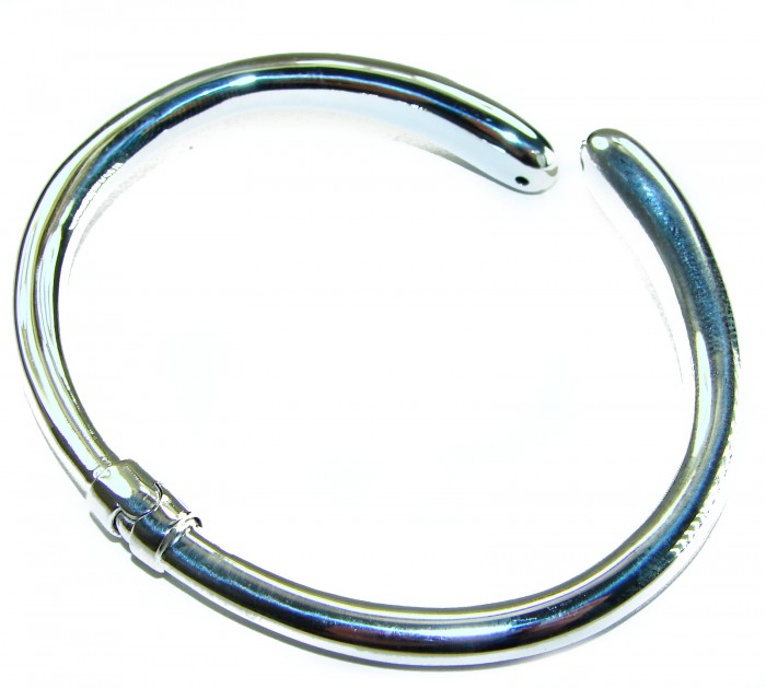 Fancy .925 Sterling Silver handcrafted Statement Italy made Bracelet / Cuff - Side view of handcrafted .925 sterling silver statement bracelet.