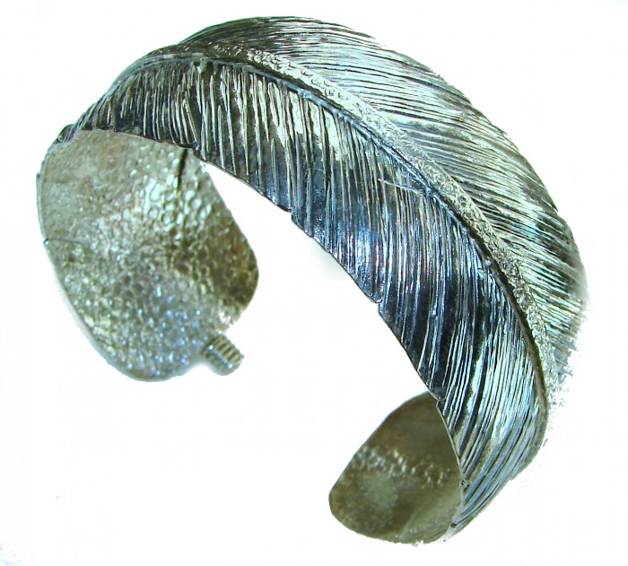 Silver Feather .925 Sterling Silver Bracelet / Cuff - photo 3