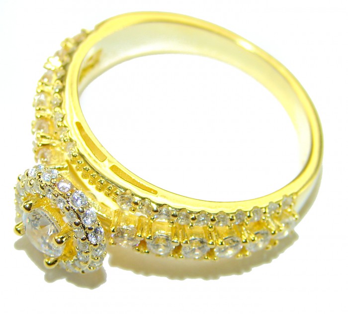 LUXURIUS 6.5 carat White Topaz 18k Gold over .925 Sterling Silver ring size 7 - photo 1