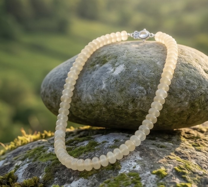 One of the kind - Heavy - Nature inspired Himalayan Golden Rutilated Quartz Sterling Silver handmade necklace - Himalayan golden necklace on moss-covered rock in nature setting