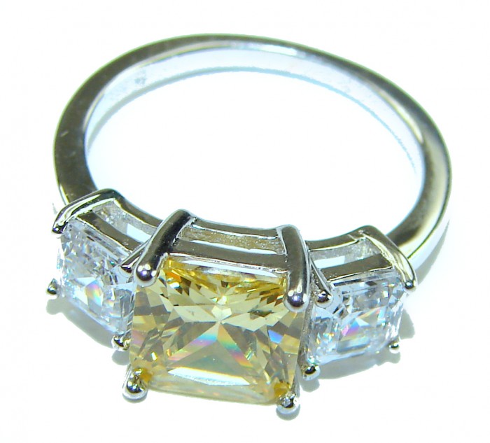 Endless Love 4.5 carat Heart cut Yellow Sapphire .925 Sterling Silver handcrafted ring; s. 7 - photo 2